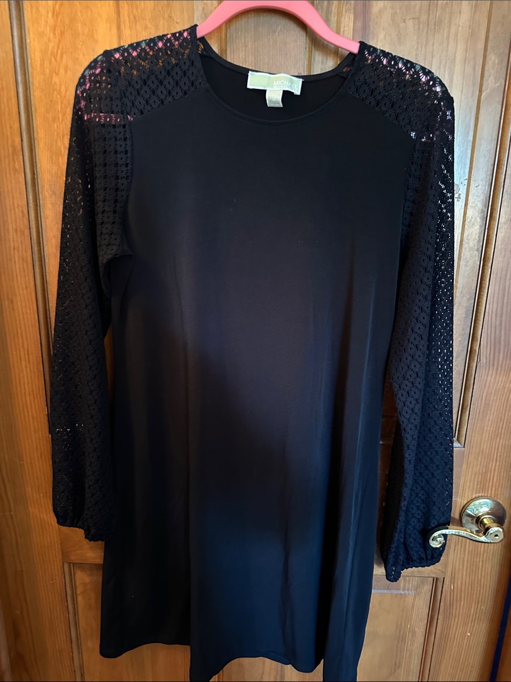 Michael Kors Black Long-Sleeve Lace-Panel Dress